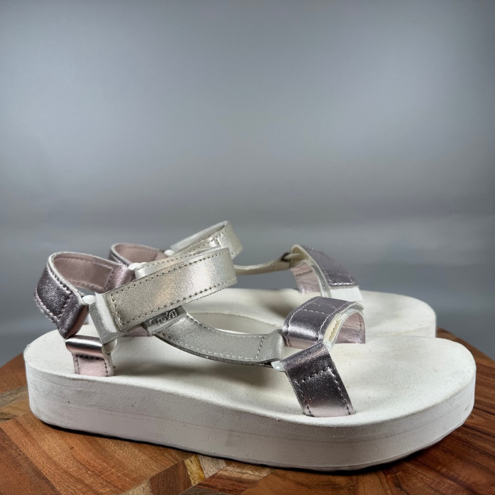 Teva Midform Universal Metallic Leather Platform Sandals Champagne Gold Women 8